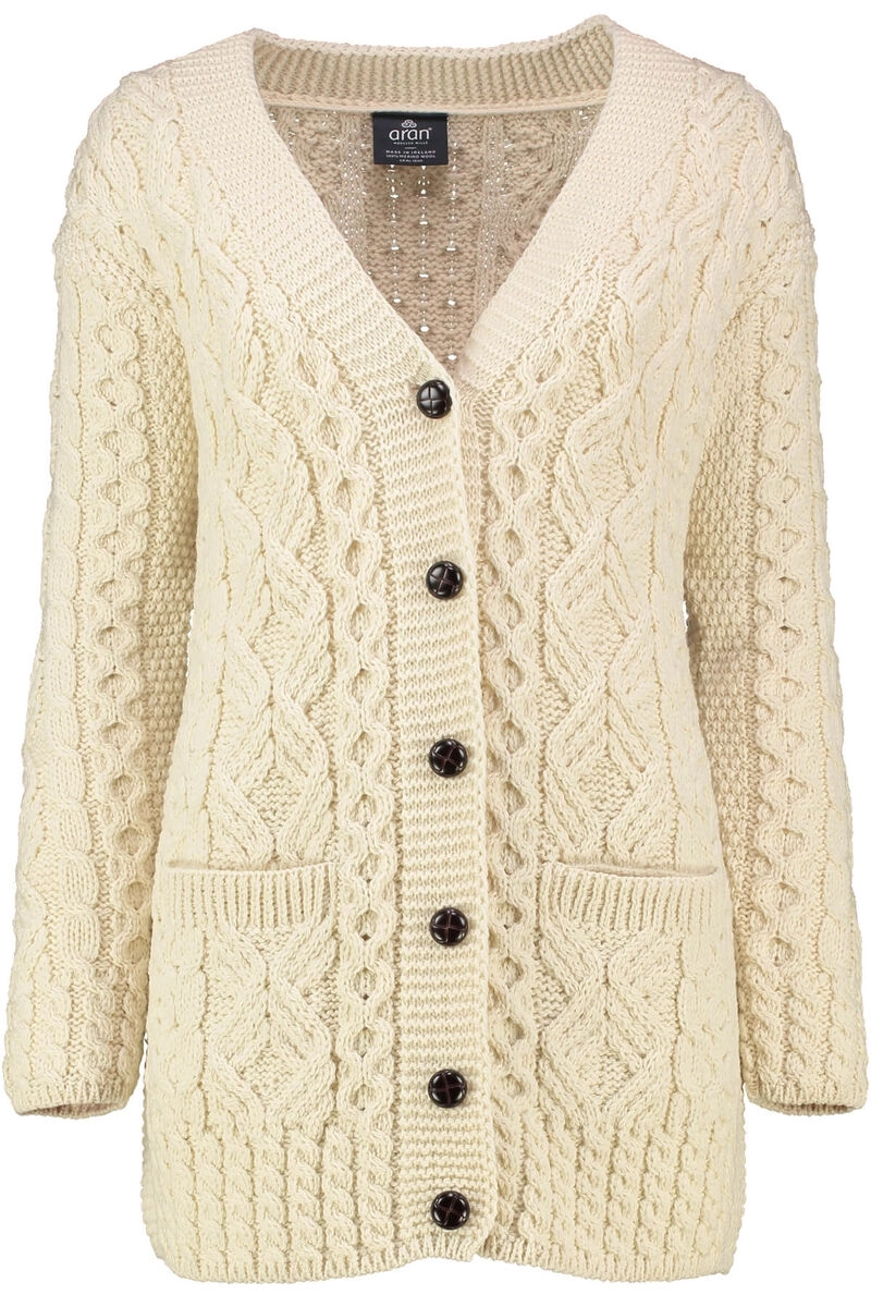 ARAN Strickjacke natur  im typischen Irland Aran Strick