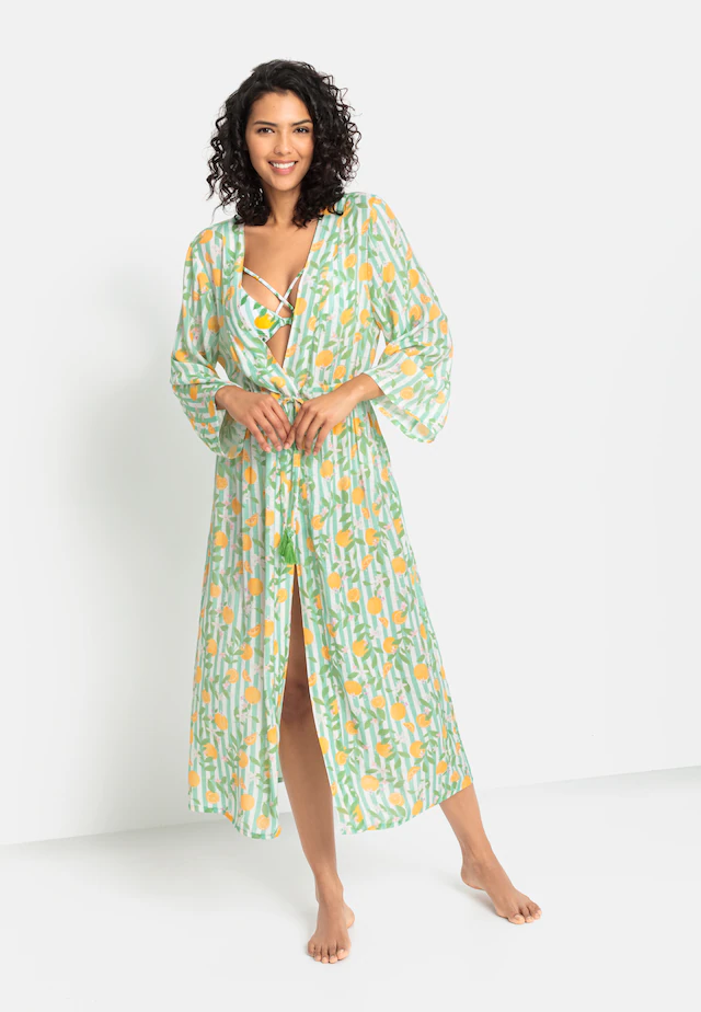 Buffalo Strandkleid, im Kimono-Style mit Bindeband, langärmliges Sommerkleid, Kaftan