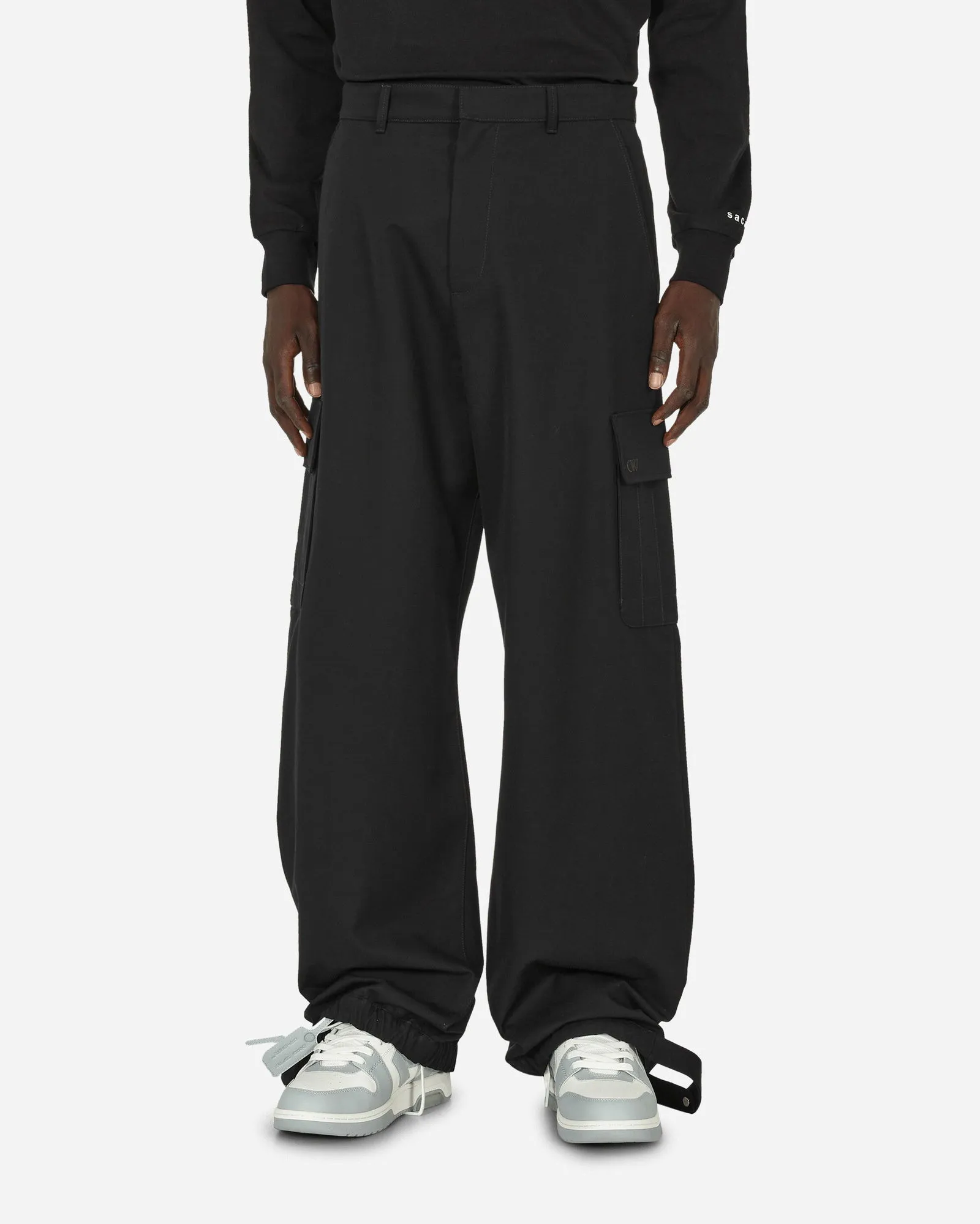 Cargo-Hose Off-White Embroidered Wool Cargo Pants Black OMCF037F23FAB001 1010