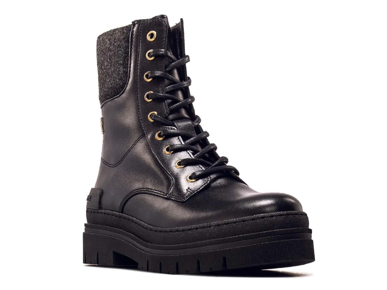 Damen Boots - Feminine Felt Lace Up - Black