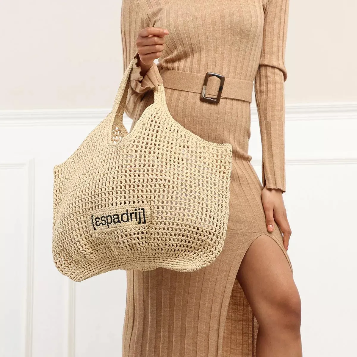   Espadrij l’originale  Raffia Shopper Bag Nature Black  Shopper 