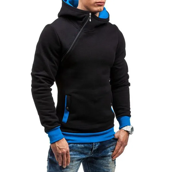 Fashion Herren Sweatshirt Hoody aus Baumwolle - mit kurzer Druckknopfleiste 