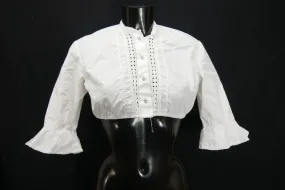 Gr.38 Dirndlbluse weiß Bluse für Dirndl Baumwolle mit Spitze B10757