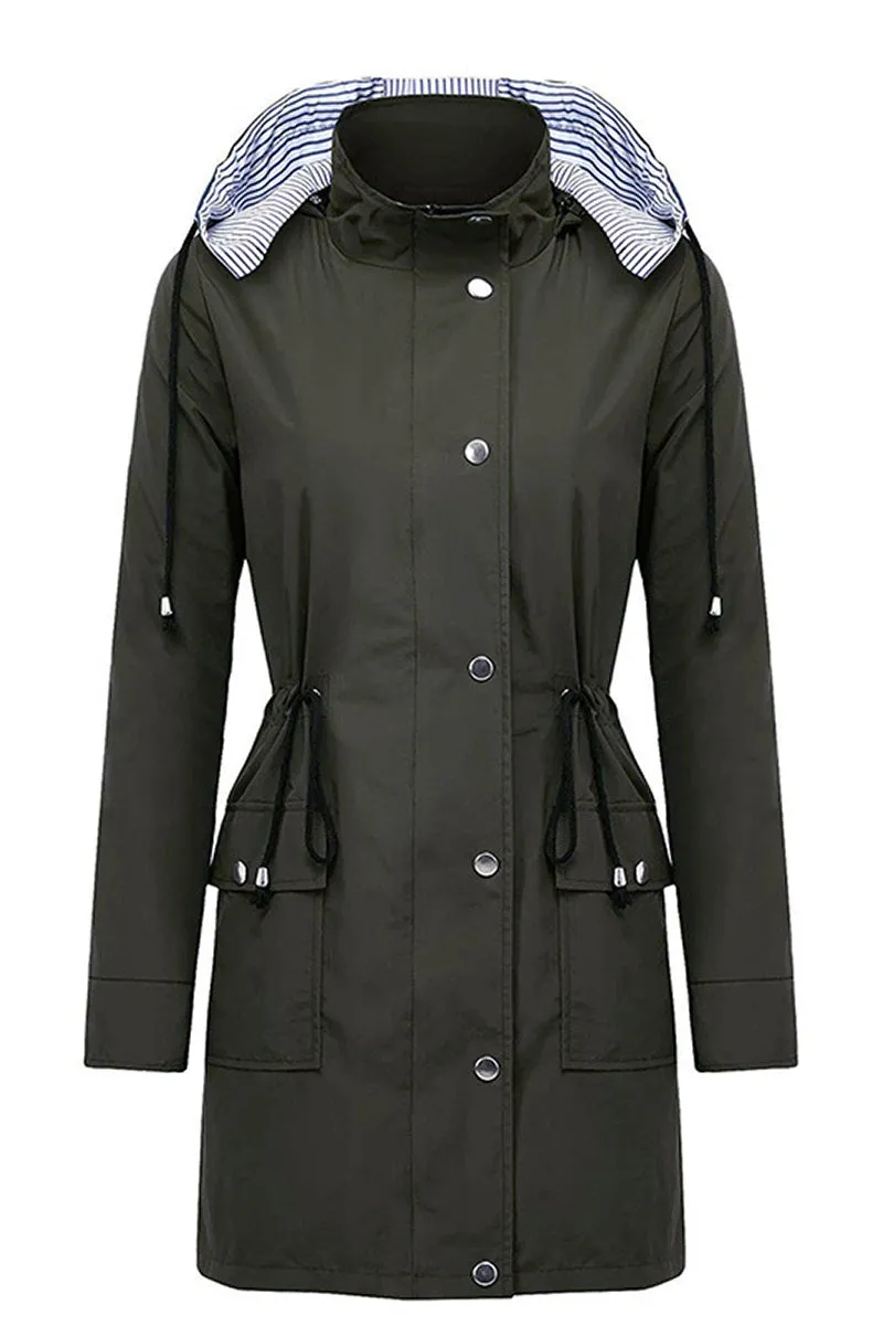 Heidi-Mode | Wasserdichte Gestreifte Windbreaker-Regenjacke Mit Kapuze