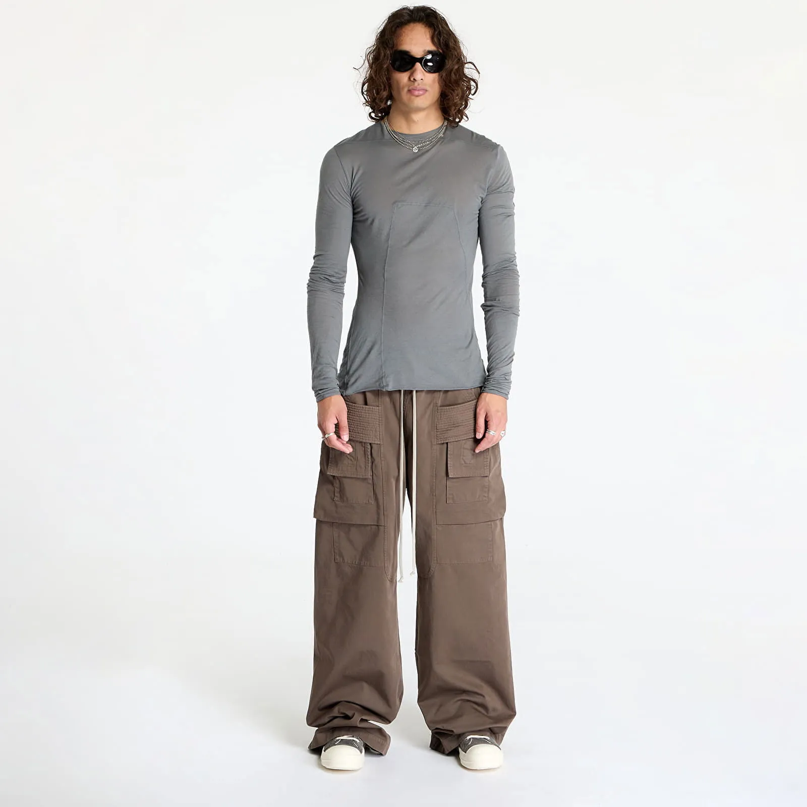 Hose Rick Owens DRKSHDW Woven Pants Creatch Cargo Wide Drawstring Pants Dust DU02D2394 TW 34