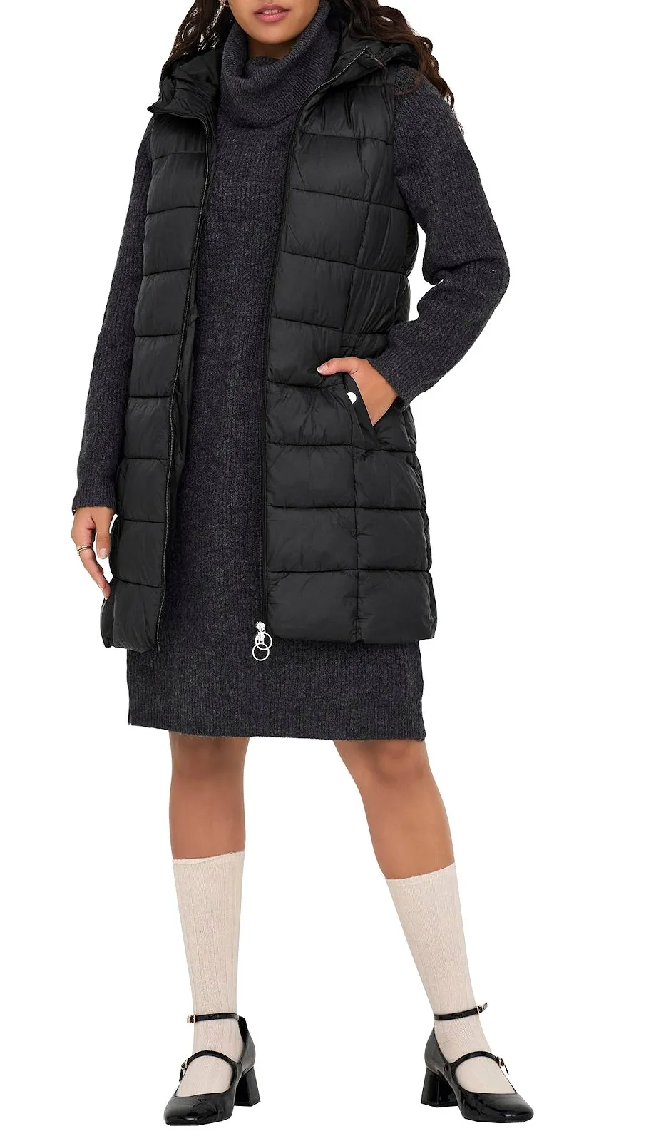 JDY Damen Steppweste JDYZulu Long Hood Waistcoat