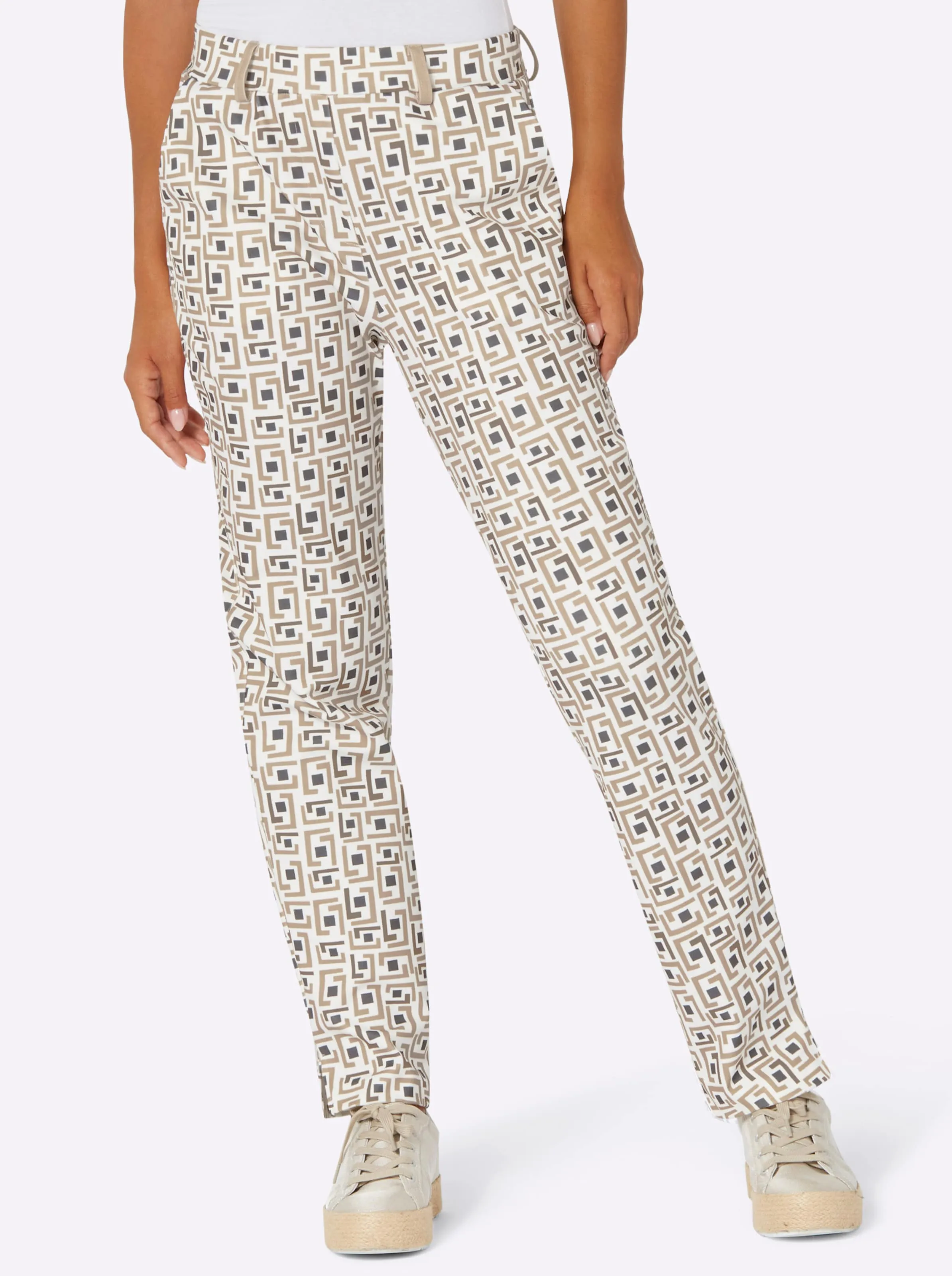 Jersey-Hose in ecru-beige-gemustert