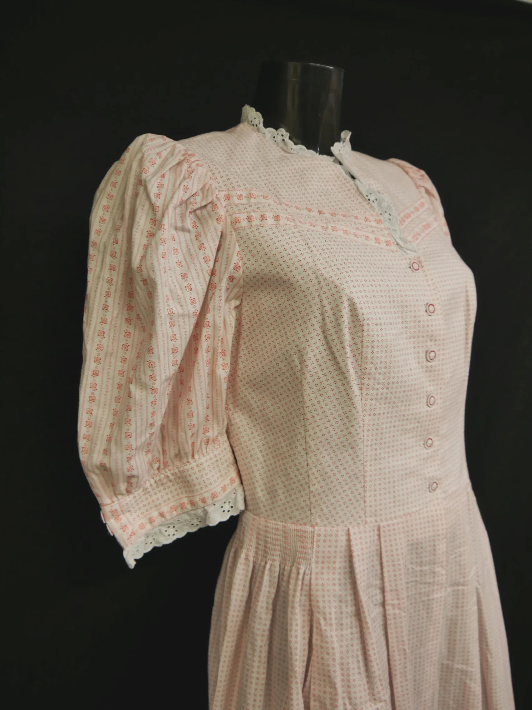 Original Alphorn weiß rosa mit Spitze fabelhaftes Dirndl ohne Schürze Gr.38