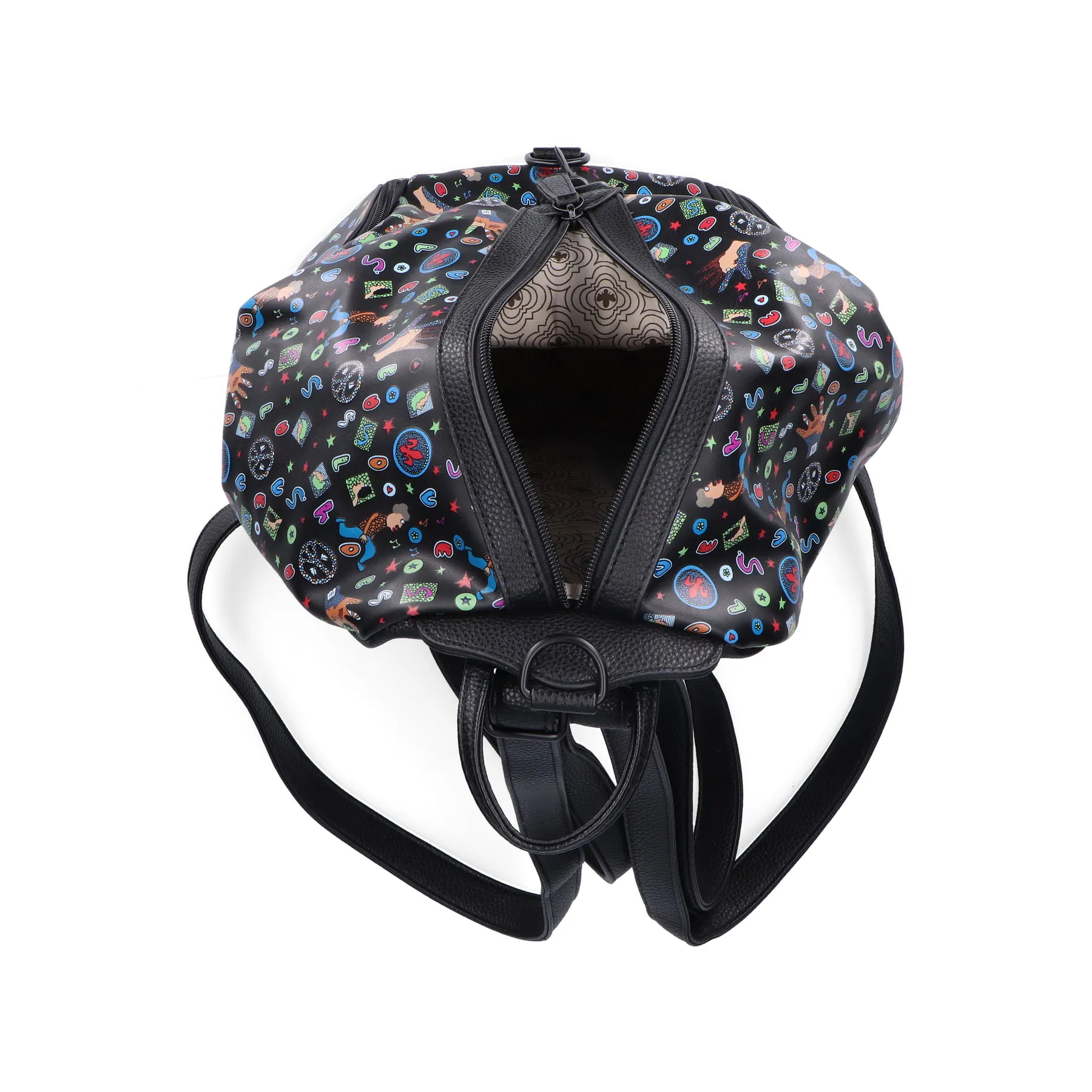 Rieker Damen Rucksack schwarz-gemustert | H1055-02