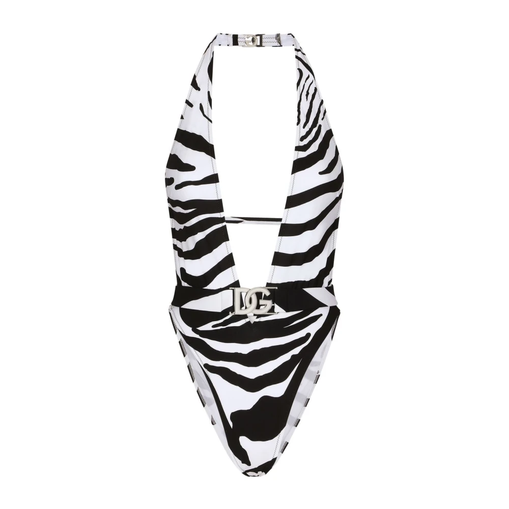 Zebra Print Halterneck Badeanzug
